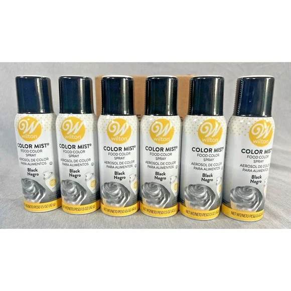 6 WILTON 1.5 Oz BLACK COLOR MIST FOOD SPARY Baking HOLIDAY WEDDING CAKES cupcake