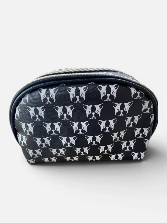 Dabney Lee French Bulldog Makeup Bag Double Zip 8”x6” NWT