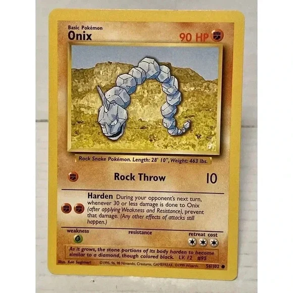 Onix‎ Base Set 56/102 Pokémon WOTC 1999 Card LP Vintage