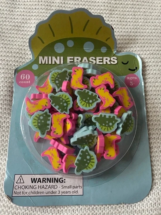 Target bullseye dinosaur mini erasers