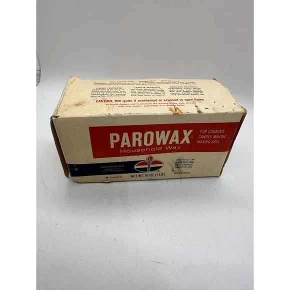 Vintage‎ Parowax Household Wax Box 4 Cakes American Oil Canning Candle Ski