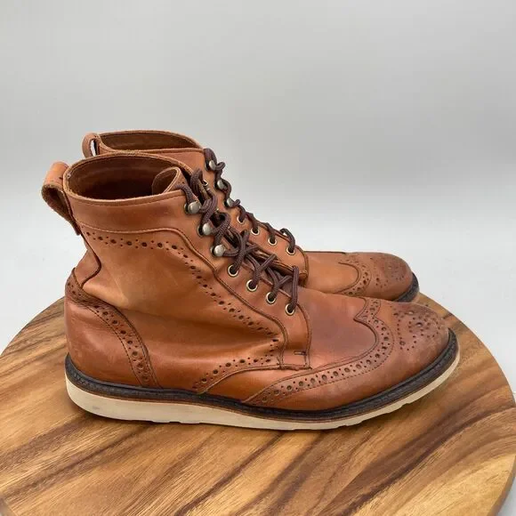 Allen Edmonds Boots Mens Size 12 D Wingtip Dress Walnut Leather Burnished