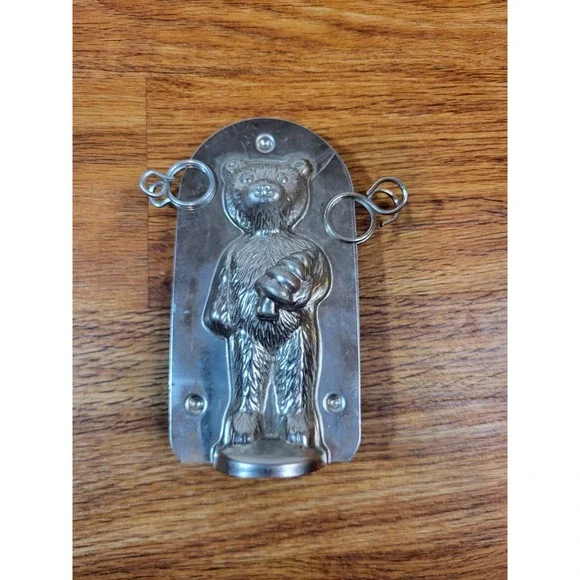 Vintage - Chocolate Candy Mold  Standing Teddy Bear Metal‎