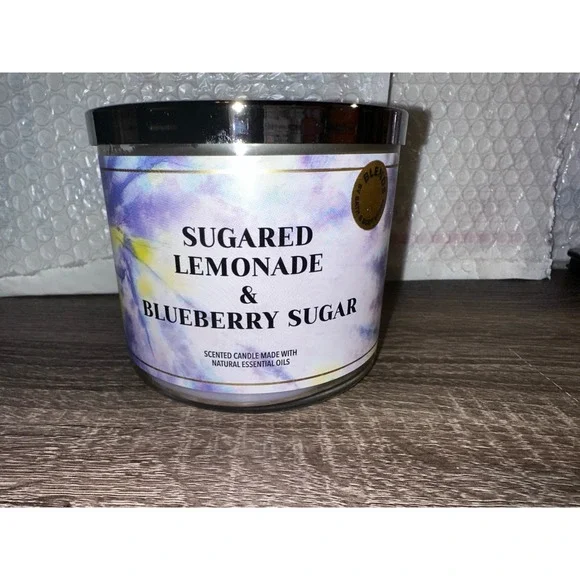 Bath and Body Works Sugared Lemonade Blueberry Sugar‎ 3 Wick Candle