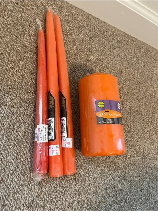 Orange Pillar & Taper Candle Set - Home Party Supplies