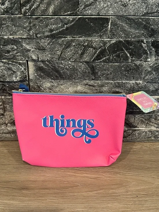 NWT Pink 'Things' Cosmetic Pouch - Stylish Women's Bag