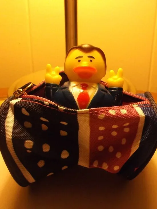👜 Like New President Trump Rubber Duck + Estée Lauder Oval Cosmetic Bag Bundle