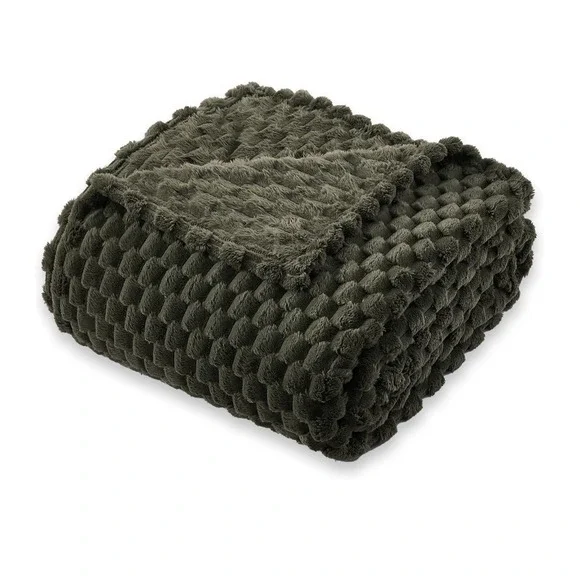 Korbliss Green Twin 50 x 70 Fleece Throw Blanket  3d Jacquard Soft Cozy New