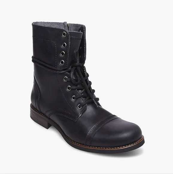 New w/o Box Steve Madden Troopah-C Genuine Leather Men's Lace-Up Zip Moto Boots