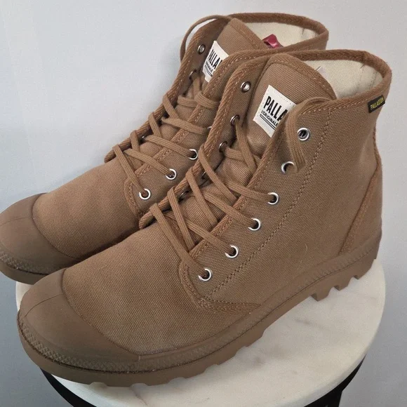 Palladium Unisex Brown Canvas Lace-Up Boots 11M 12.5W