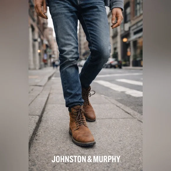 Johnston & Murphy Brown Leather Lace-Up Boots