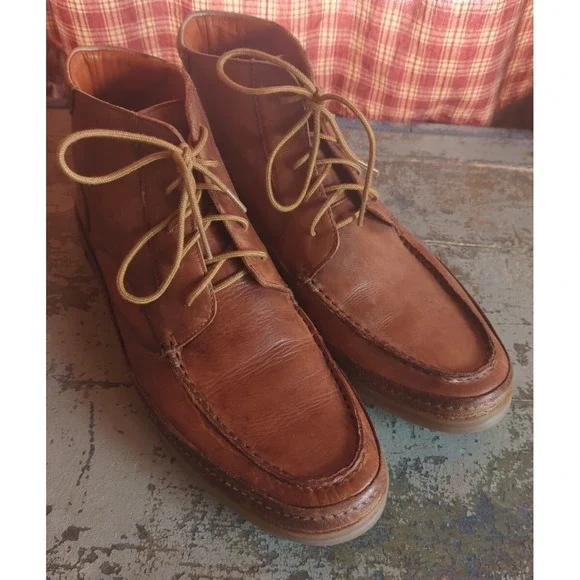 ROAN By Bed Stu Chestnut Brown Leather‎ Lace Up Ankle BOOTS Distressed 9.5 Mens