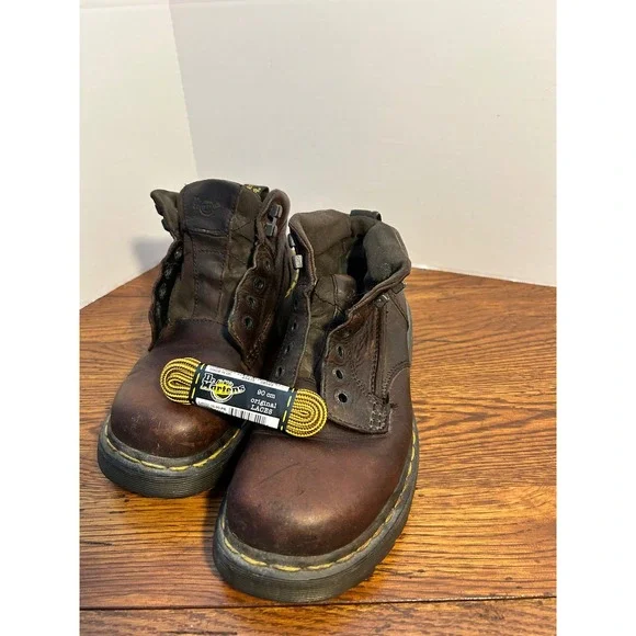 Dr Martens 8A19 Brown Leather Ankle Boots Mens Size 8 AirWair Lug‎ Sole Vintage