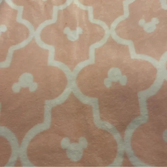 Cozy Disney Parks Blanket Pink and White Mickey Logo All Over Pattern 42x62in