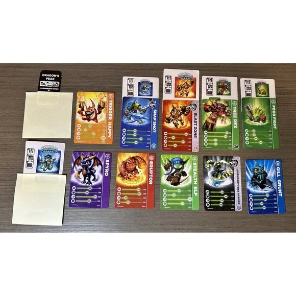 Skylanders 10 Trading Card, 5 Sticker, & 1 Character Code Lot