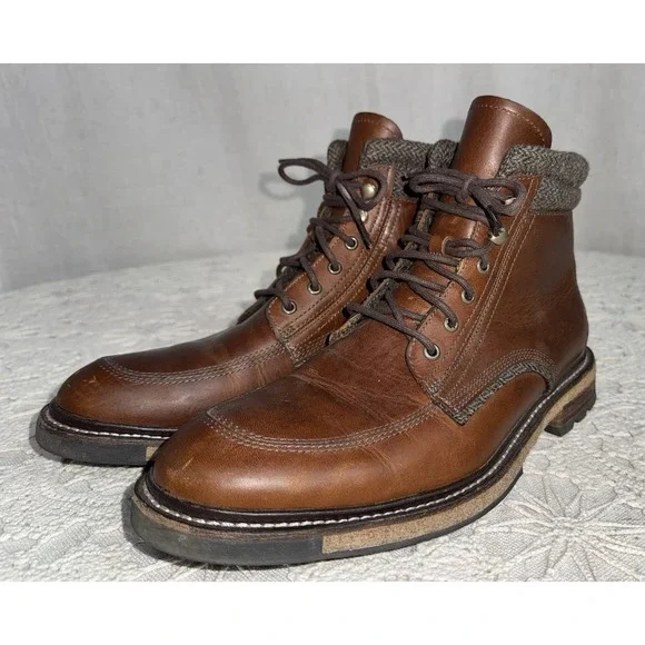 Woolrich WoodWright Men's Sz 8 Brown Leather Wool Lined Boots