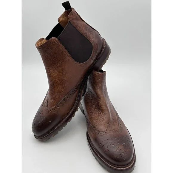 Johnston And Murphy Dress Boots Wingtip Chelsea Boots Pull On Men’s 10.5 Italy