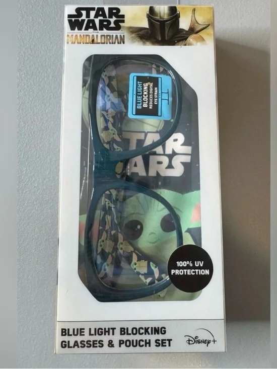 Star Wars Mandalorian Blue Light Blocking Glasses & pouch set Grogu NWT