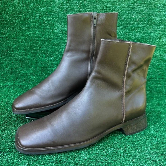 Banana Republic Brown Leather Square Toe Ankle Boots Made in Italy Mens‎ Size 8