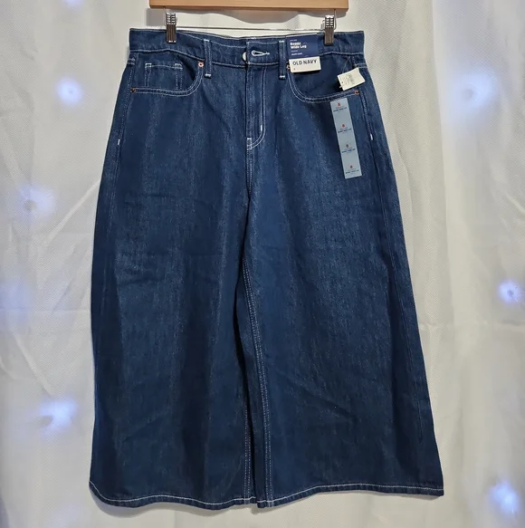 NWT Old Navy High Rise Baggy Wide Leg Culotte Jorts Womens Sz 8