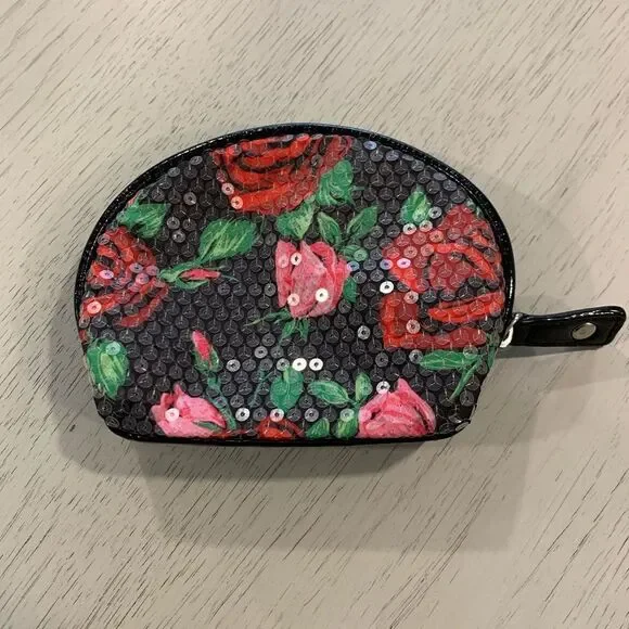 Betsey Johnson Floral Sequin Women's Cosmetic, Coin