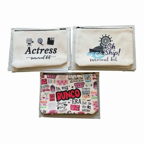 Bunco Gift Bag Bundle Funny Makeup Pouches Game Night Hostess Gift Set Lot