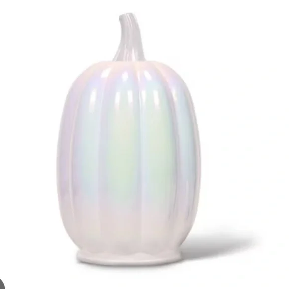 Glass Iridescent White Pumpkin Figural Target Bullseye Playground Halloween
