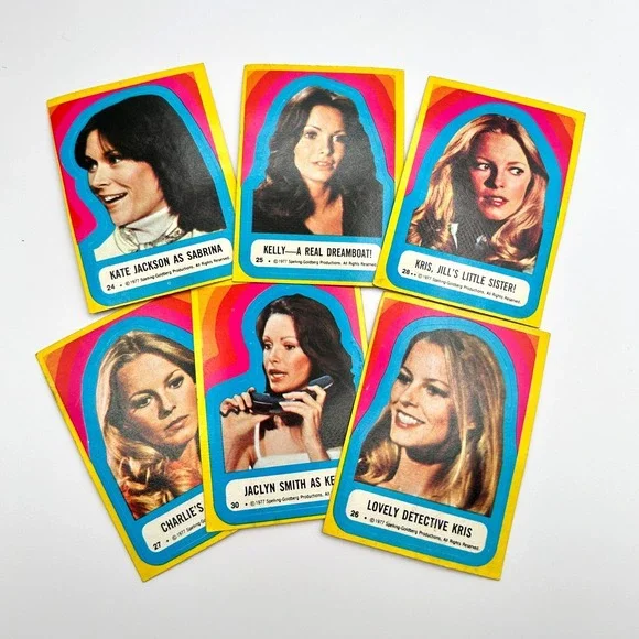 Vintage 1977 Charlies Angels Trading Cards Set of‎ 6 Kate Jackson Jaclyn Smith