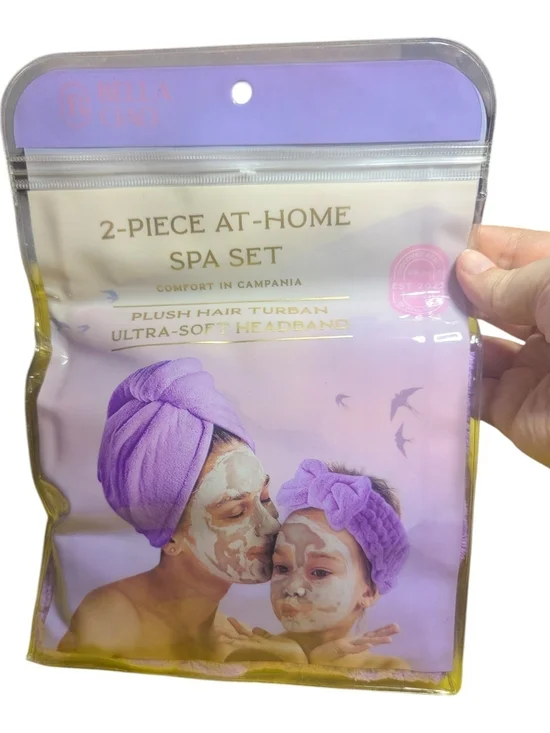 Bella Ciao 2-Piece Spa Hair Turban & Headband Set O/S Purple