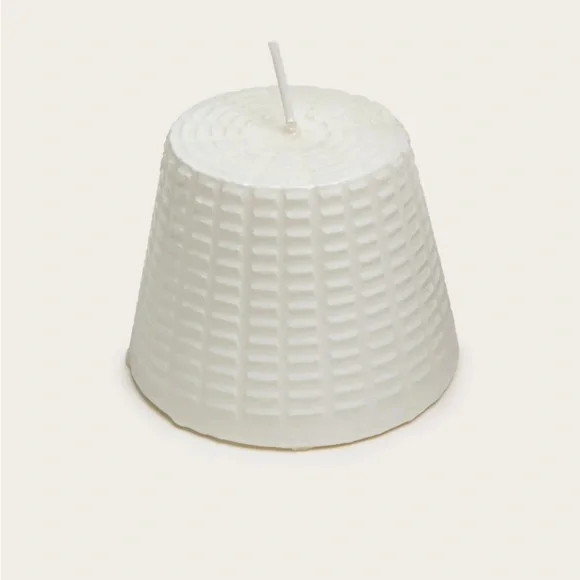 Textured White Party Candle CANDLE, RICOTTA Made in Italy; Unscented Natural Wax