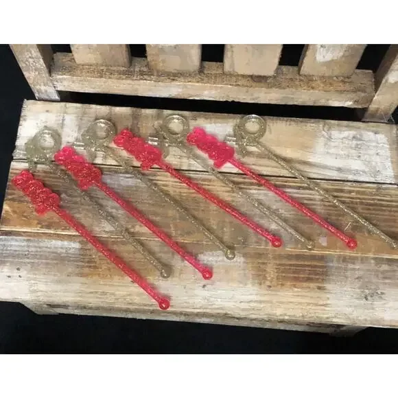 8 Target Valentine's Day pink and gold glitter Stir Sticks XOXO