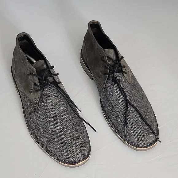 Kenneth Cole Reaction Men's Suede & Tweed Chukka Boots Gray Size 13 Dessert Sun