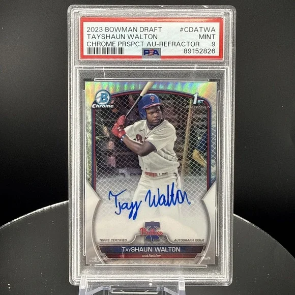 2023 Bowman Chrome TayShaun Walton First Auto Refractor /499 PSA 9 Phillies