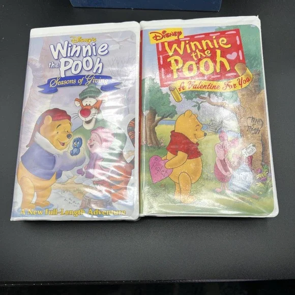 Lot Of 2 VHS Tapes Disney Winnie The Pooh Seasons of Giving A Valentine For You