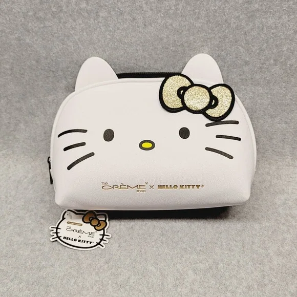 The‎ Crème Shop x Hello Kitty Sanrio Makeup Pouch Golden Sparkle Icon Bow Travel