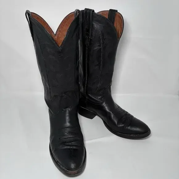 Sz 8 D Mens Nocona NB2001 Imperial Black Calf Leather Western Cowboy Boot VGUC!