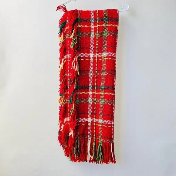 Bedford Collection home throw blanket, Red plaid, Made in USA