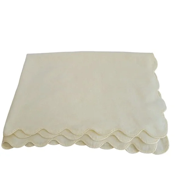 Vintage Quiltex Baby Blanket Yellow Fuzzy Scalloped Satin Trim Soft