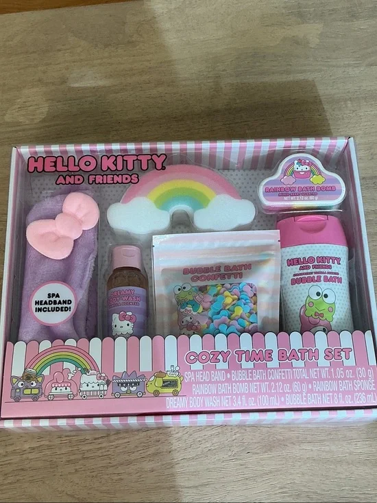 Hello Kitty Rainbow Cozy Time Bath Gift Set - Pink, Pastel Rainbow
