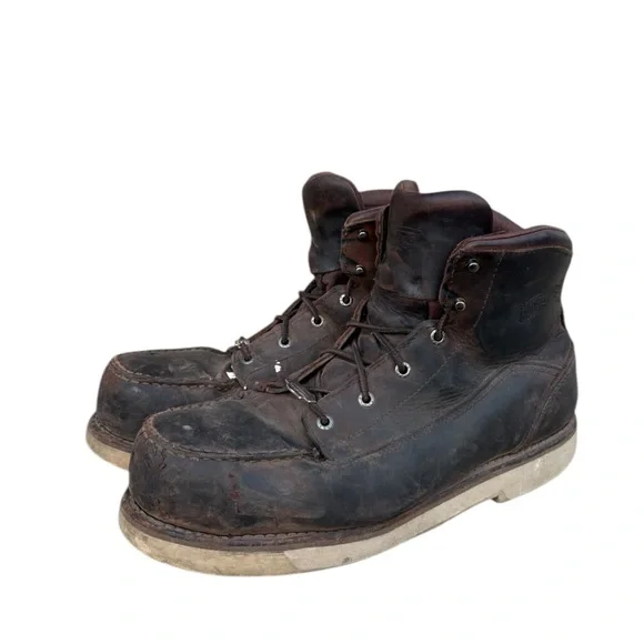 Red Wing Safety Toe Work Boots Men Sz 13 US Dark Brown Moc Toe Oiled Leather 6