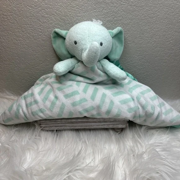$31 🌙 Cloud Island Green Elephant Plush Large Security Baby Blanket Lovey