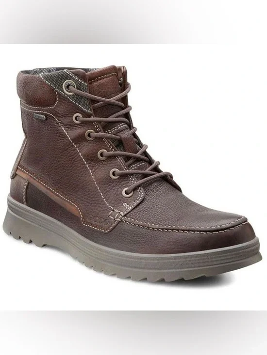ECCO Men's Darren Gore-Tex Moc Toe Leather Boots Size 43 in Brown