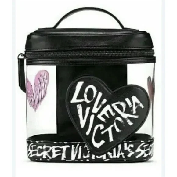 Victoria’s Secret graffiti heart wings VS make up bag/train case