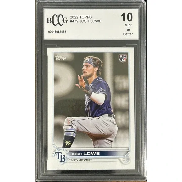2022 Topps Josh Lowe RC Tampa‎ Bay Rays Baseball Card BCCG 10 Mint Gem