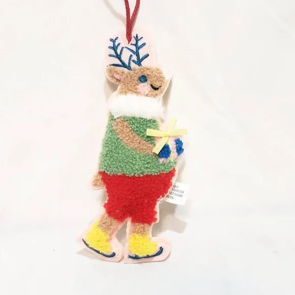 Ice Skating Reindeer Christmas Ornament Target 2018 Felt And Crewel 6.5