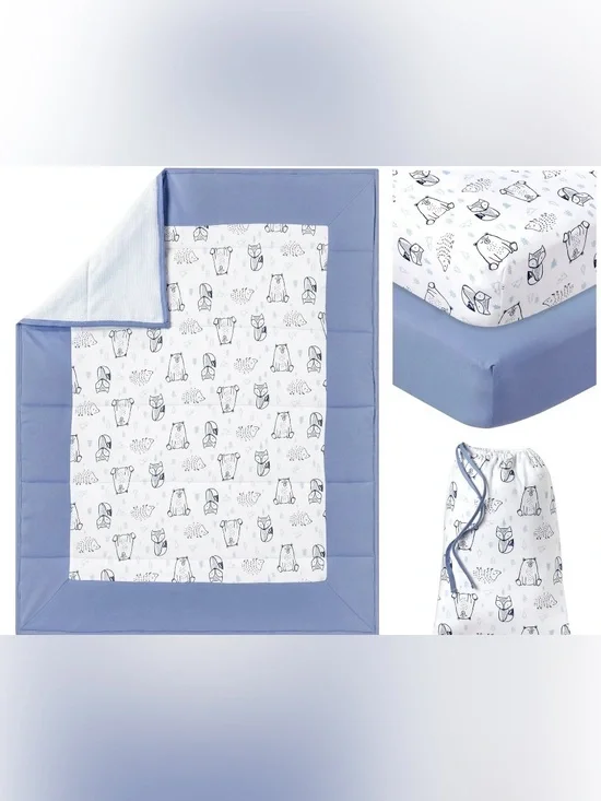 Little Star 100% Organic Cotton 3 Piece Crib Bedding Set New with Tag