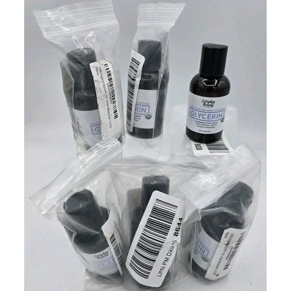 6 Pack 100% Organic Glycerin For Skin & Hair Food Grade - USDA - 2 Fl Oz Bottles