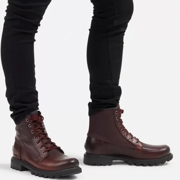 Sorel Mad Brick Six Chukka Waterproof Leather Rain Boots Redwood NIB Mens