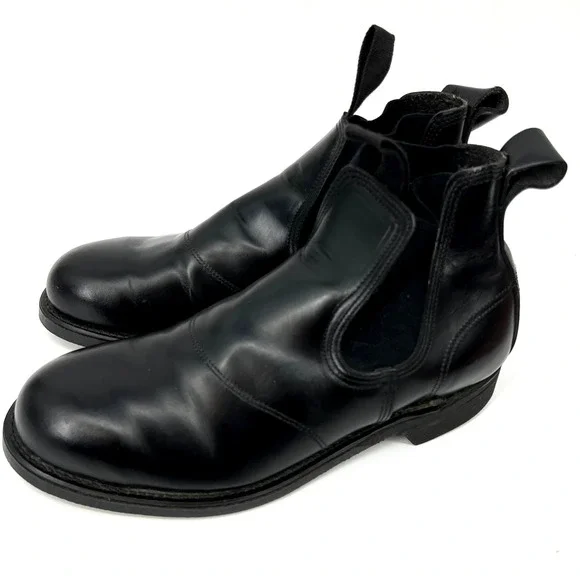 VTG 90s Addison Biltrite Black Leather Steel Toe Ankle Chelsea Boot Men 7D