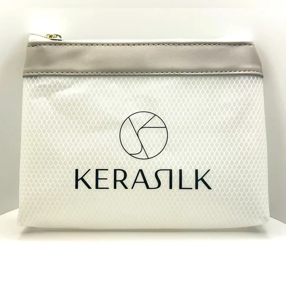 🦋$2~ Kerasilk ~ Travel Bag ~ Makeup Case ~ White & Silver